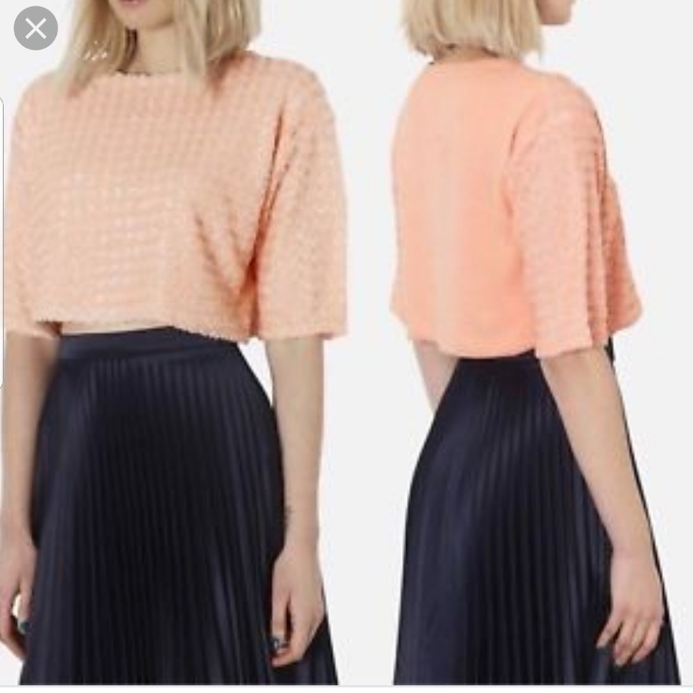 Women's Topshop Sequin Crop Sweater in blush pink